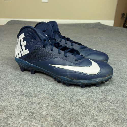 Nike Mens Football Cleats 15 Navy White Shoe Lacrosse Zoom Code Elite 3/4 A6