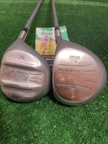 King Cobra Offset 10.5* Driver and 14* 3 Woods Set Senior Graphite Shafts