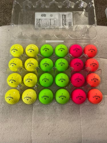 24 Callaway Supersoft Golf Balls - Yellow, Green, Red, Orange Colors