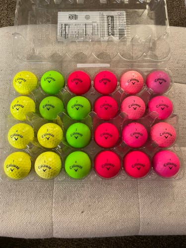 24 Callaway Supersoft Golf Balls - Yellow, Green, Red, Pink Colors