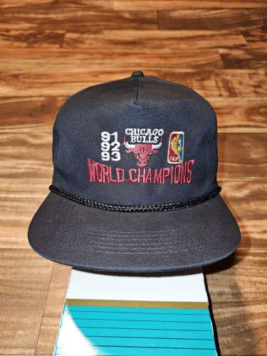 Vintage Rare Chicago Bulls 3-Peat NBA World Champions Sports Snapback Vtg Hat