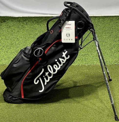 NEW Titleist Players 4 Stand Carry Golf Bag TB23SX4 Black/Black/Red #90583