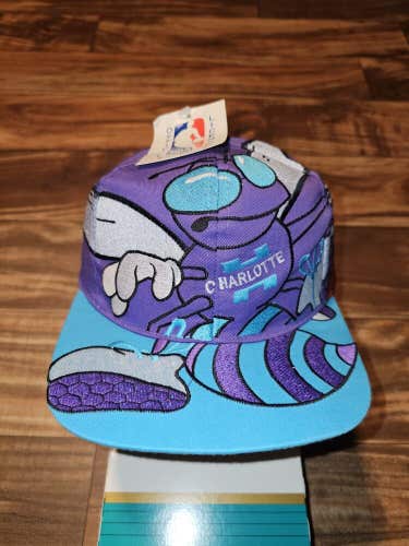 Vintage Rare Charolette Hornets Bootleg Big Logo NBA Sports Vtg Snapback Hat