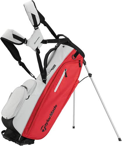 NEW 2024 TaylorMade Flextech US Silver/Red 4 Way Stand/Carry Golf Bag