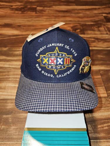 NEW Vintage Super Bowl XXXII Logo Athletic Grid Sports Hat Strapback With Pin