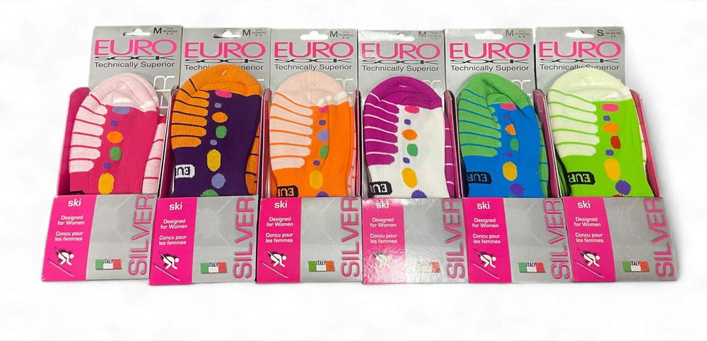 WOMEN'S EUROSOCK "FREE-STYLE SILVER" OTC WINTER SKI SNOWBOARD SOCKS LARGE 10-12