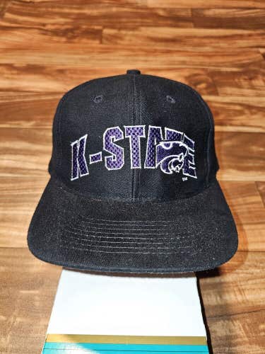 Vintage Kansas State Wildcats NCAA College Sports Black Dome Hat Cap Snapback