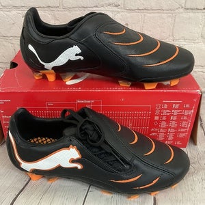 Puma 101925 09 PWR-C 2.10 FG JR Boy Soccer Cleats Black White Fluo Orange US 2.5