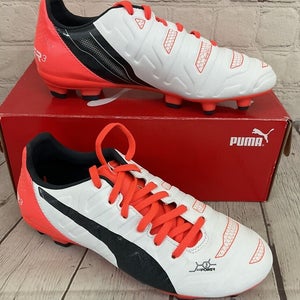 Puma 103225-05 evoPOWER 3.2 FG JR Youth Soccer Cleats White Eclipse Lava US 2.5