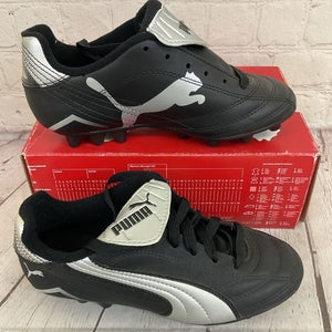 Puma 101345 02 Nevis Cat R HG JR Youth Soccer Cleat Black Metallic Silver US 2.5