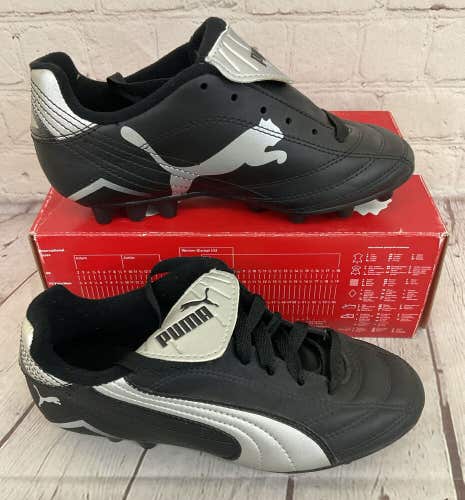 Puma 101345 02 Nevis Cat R HG JR Youth Soccer Cleat Black Metallic Silver US 2.5