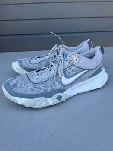 Gray Used Size 11.5 (Women's 12.5) Adult Men's Nike Air Diamond Low Top Footwear Turf Cleats