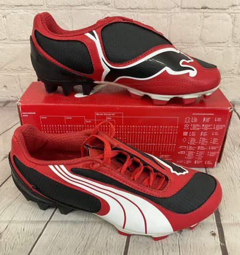 Puma 101756 01 V5.08 SL I FG JR Youth Soccer Cleats Black Puma Red White US 2.5