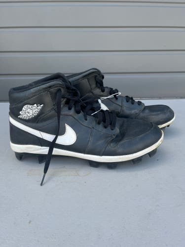 Black Used Size 14 (Women's 15) Adult Men's Nike Air Jordan High Top Footwear Molded Cleats