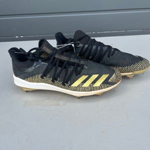 Black  & Gold Used Size 13 Adult Men's Adidas Adizero Afterburner 6 Low Top Footwear Metal