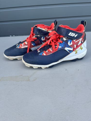 Blue Used Youth Kid's 5Y Under Armour Bryce harper High Top Footwear Molded Cleats