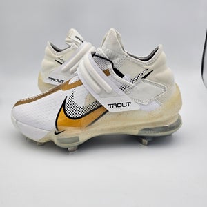 Nike Force Zoom Trout 7 Pro Mid 'White Metallic Gold' Baseball Cleats Mens Sz 7