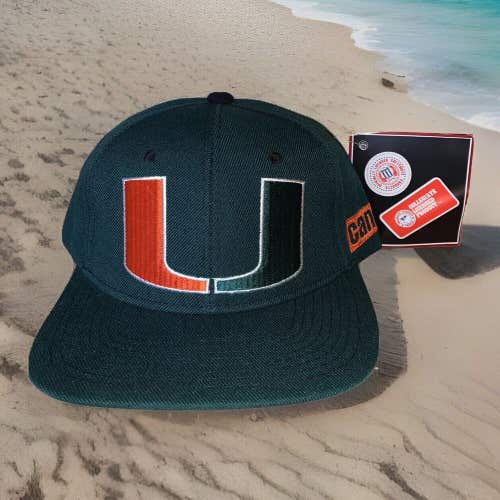 Vintage Miami Hurricanes Zephyr Snapback Hat NCAA Cap Deadstock NWT Big Logo