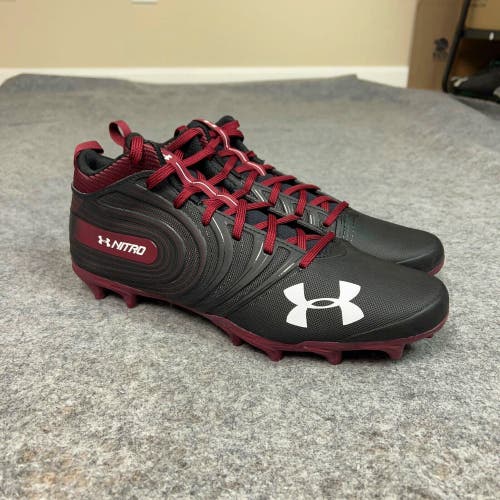 Under Armour Mens Football Cleat 11 Black Maroon Lacrosse Team Nitro Mid U2