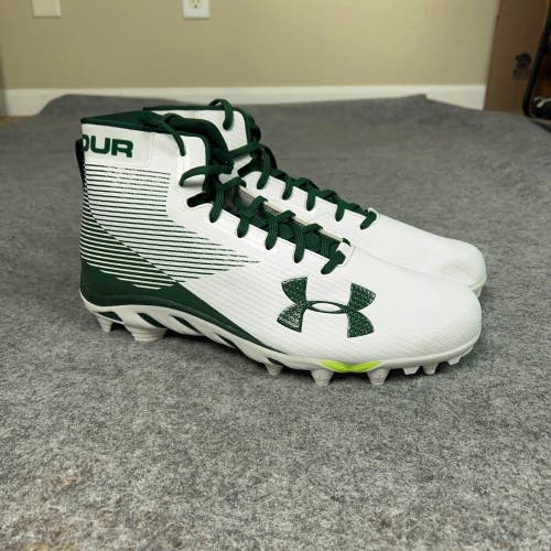 Under Armour Mens Football Cleat 13.5 White Green Shoe Lacrosse Spine Hammer B4