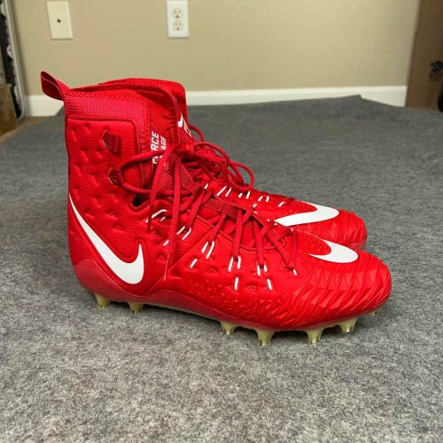 Nike Mens Football Cleat 15 Red White Shoe Lacrosse Force Savage Elite TD High