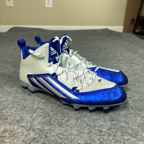 Adidas Mens Football Cleat 12.5 Shoe White Blue Lacrosse Quickframe Mid Sport