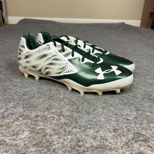 Under Armour Mens Football Cleat 16 Wide White Green Nitro Low MC Lacrosse Shoe