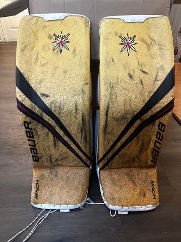 Used Custom Vegas Golden Knights Bauer Supreme Mach Goalie Pads | 35+1" | Thompson - Game Used