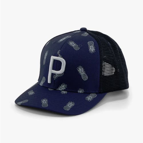 NEW Puma Pineapple Trucker P Navy Blazer/Flat Light Gray Snapback Golf Hat/Cap