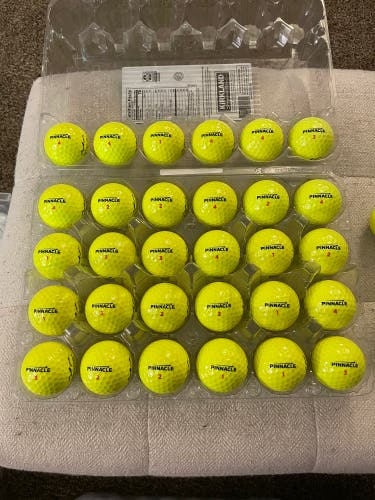 30 Pinnacle Rush Yellow Golf Balls - 5A MINT COMDITION ONLY, Jackson Hole Logo