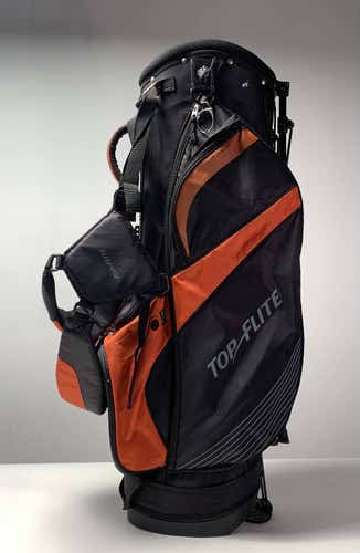 Top Flite Stand Bag Black Red 7-Way Divide Dual Strap Golf Bag