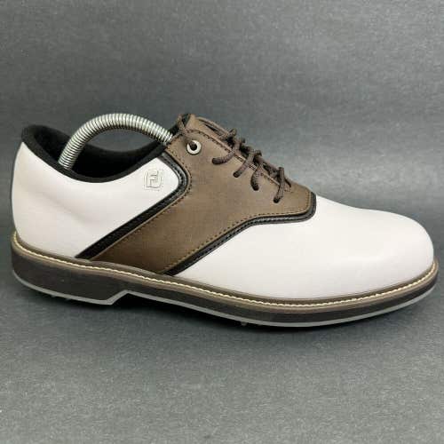 FootJoy Originals Golf Shoes 57022 White Brown Black Men's Size 8.5 M