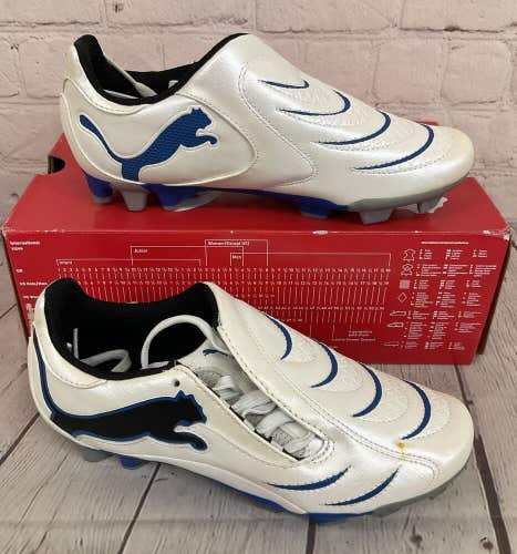 Puma 101927 08 PWR-C 3.10 FG JR Youth Soccer Cleats White Black Blue US 3