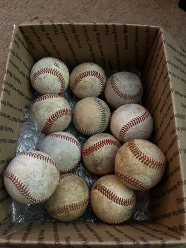 Twelve (12) Used Leather Cover Batting Practice Baseballs