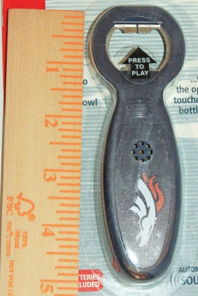 No Sound - 2 PC Lot Denver Broncos NFL Football Bottle Opener + BBQ Fork 2006/07