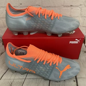 Puma 106699 01 Ultra 3.4 FG/AG Men's Soccer Cleats Diamond Silver Citrus US 7.5