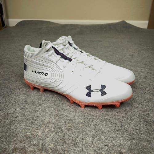 Under Armour Mens Football Cleat 13 White Navy Orange Lacrosse Team Nitro Mid K2