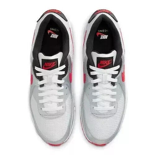 Nike Air Max 90 DX4233-001 Sneaker Men 10.5 Icons Silver Red Running Shoes LR623