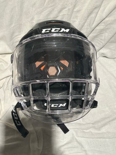 Black CCM Tacks 710 Medium Helmet w/ FV1 Facemask