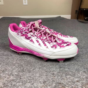 Adidas Mens Baseball Cleats 15 Pink White Metal Power Alley Low Breast Cancer