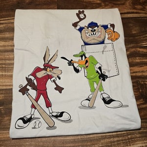 NEW Vintage Rare 1995 Looney Tunes Baseball T Shirt Taz Daffy Duck Coyote Sz L