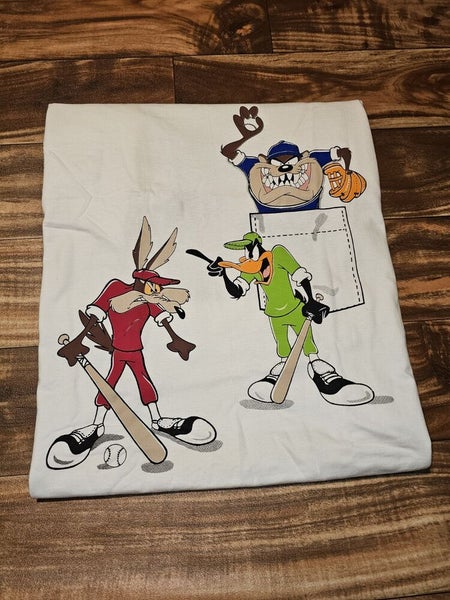 NEW Vintage Rare 1995 Looney Tunes Baseball T Shirt Taz Daffy Duck Coyote Sz L