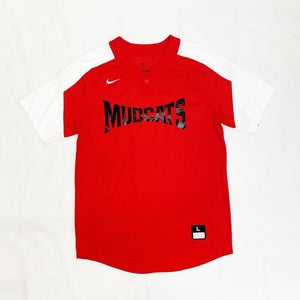 Nike Mudcats Vapor 1-Button Laser Baseball Jersey Men's Large Red White 818541