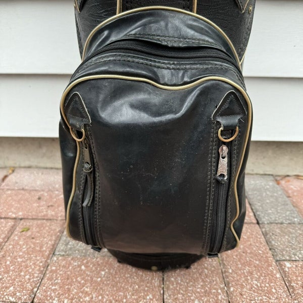 Vintage Burton Jasper Alabama Black Lizard Leather 6 Way Golf Bag Made In USA