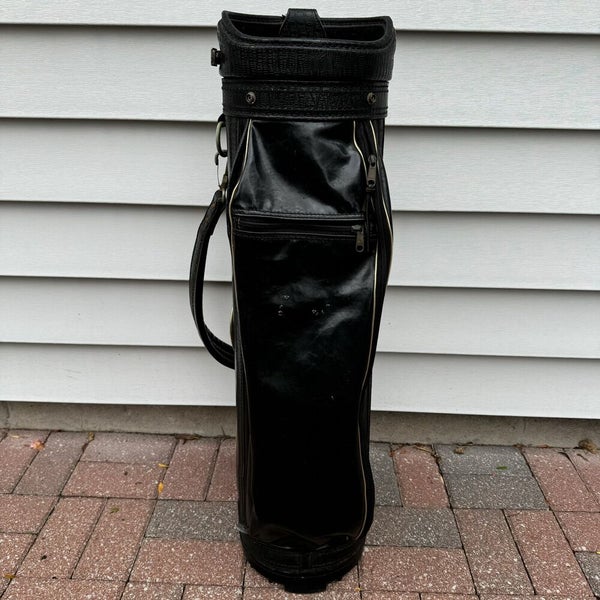 Vintage Burton Jasper Alabama Black Lizard Leather 6 Way Golf Bag Made In USA
