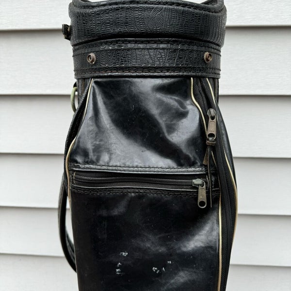 Vintage Burton Jasper Alabama Black Lizard Leather 6 Way Golf Bag Made In USA