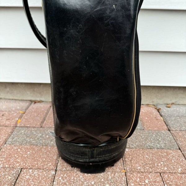 Vintage Burton Jasper Alabama Black Lizard Leather 6 Way Golf Bag Made In USA