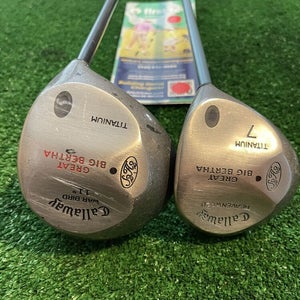 Callaway Great Big Bertha Titanium Woods Set Driver & 7 Light Graphite Shafts