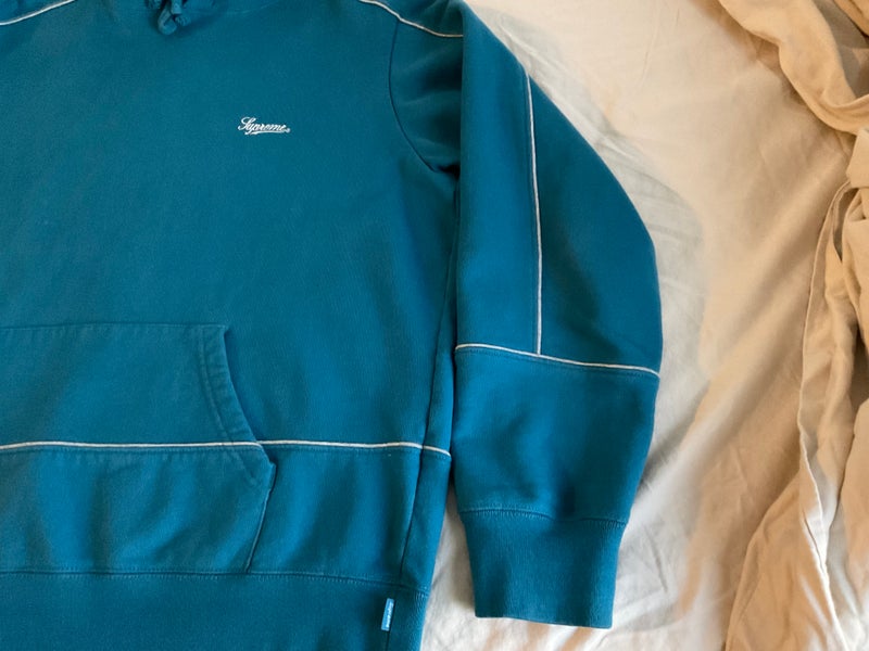 Supreme Piping Hoodie Blue-M $110