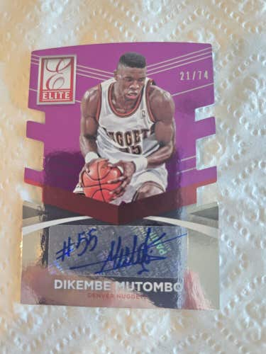 2014-15 Donruss Elite Status Dikembe Mutombo Signatures Purple Die Cut Auto /74
